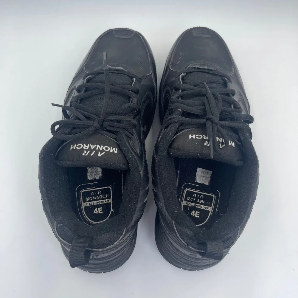 Nike Air Monarch IV Men's Black Leather Training Shoes Size 10 4E Extra Wide